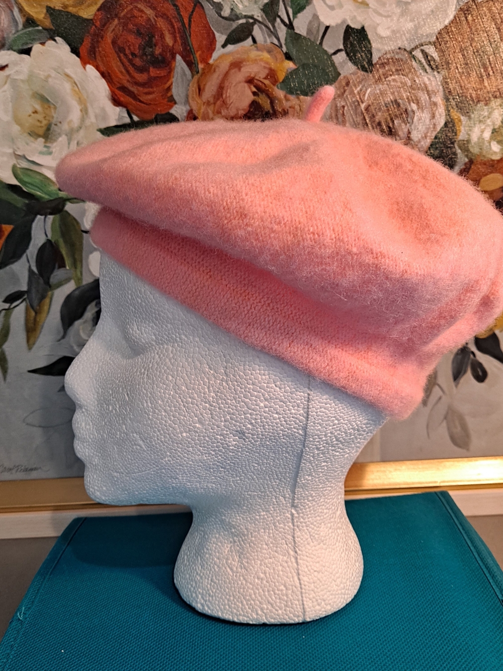 Dusty Pink Wool Knot Beret Classic French Slouchy Hat Winter Chic